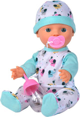 Păpușă nou-născută, elefantuleț, din vinil, cu funcție de băut și udare, biberon și suzetă, 30 cm, de la 2 ani