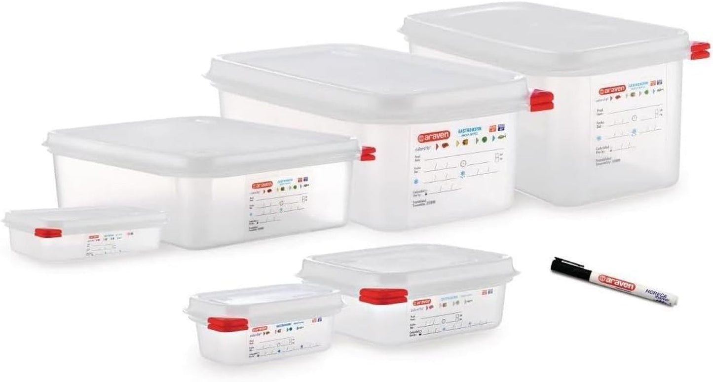 03350 PP Recipient pentru alimente GN cu capac, 1,1 l, 65 mm (4 bucăți) Cutii depozitare alimente Naty Shop