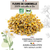 ORIGEENS Ceai organic din flori de mușețel din Europa, 100 g | Frunze de ceai vrac, ceai organic pentru somn și digestie | Mușețel german | Certificat și ambalat în Germania