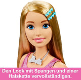 Păpușă Barbie Extra Large (71 cm) - rochie roz, păr blond cu baretă și colier, cadou pentru copii 3+, HJY02 Papusi Naty Shop