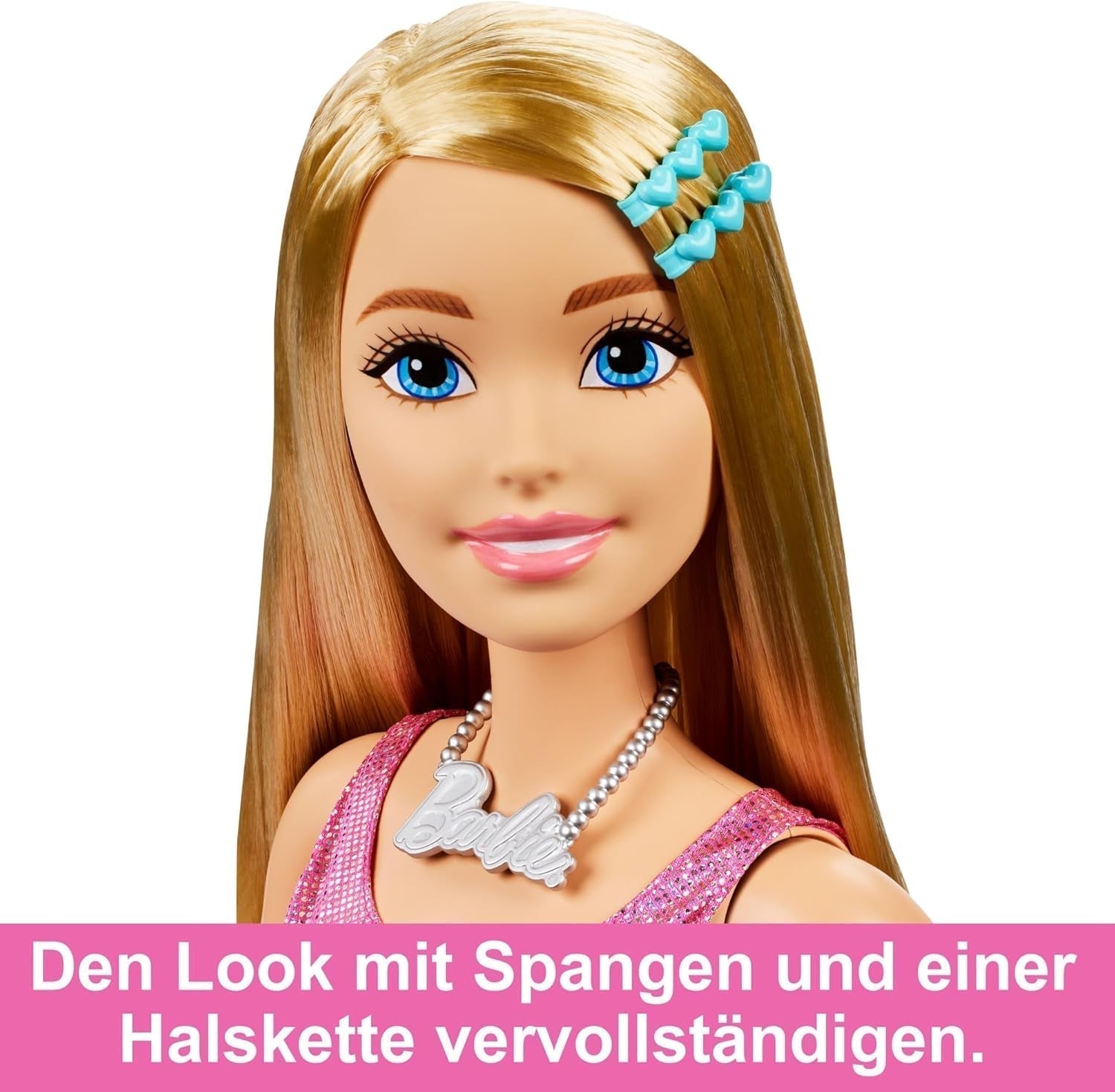 Păpușă Barbie Extra Large (71 cm) - rochie roz, păr blond cu baretă și colier, cadou pentru copii 3+, HJY02 Papusi Naty Shop