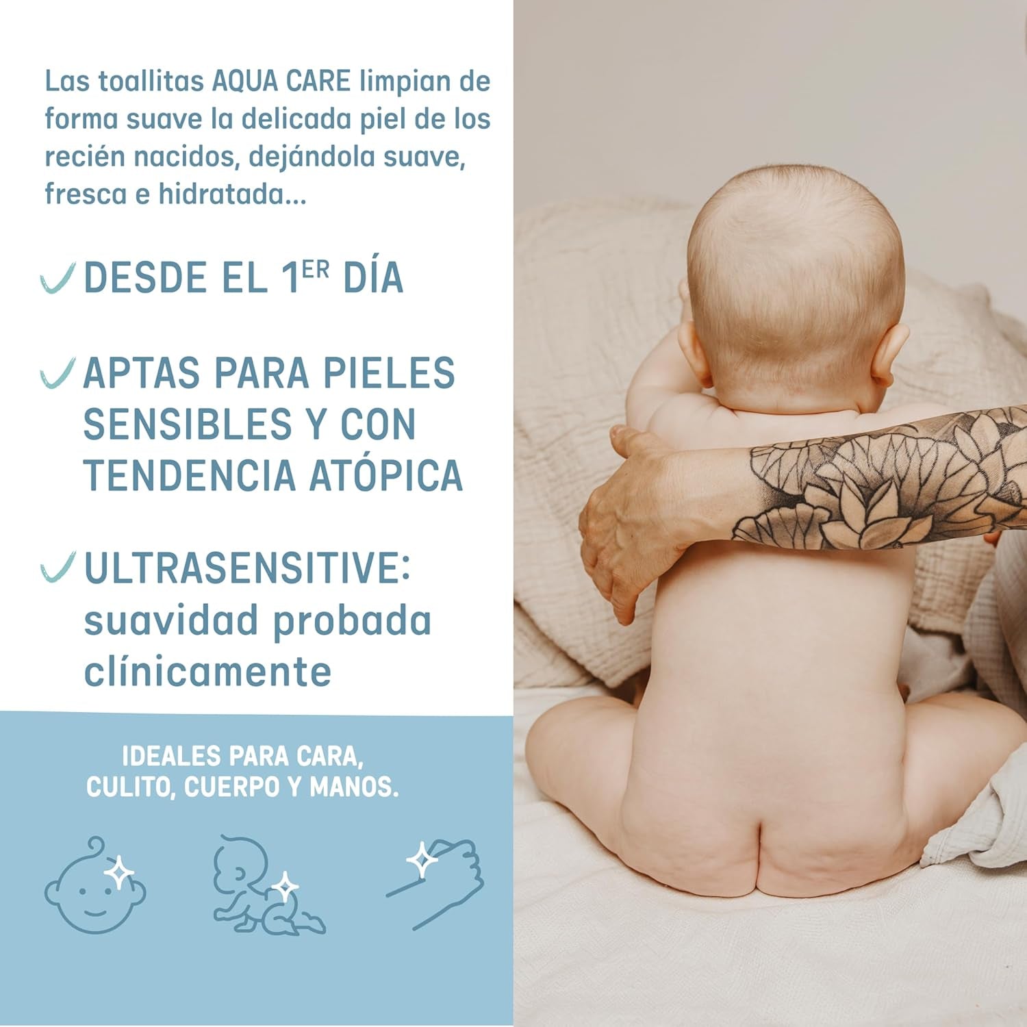 Șervețele umede Suavinex Aqua Care pentru bebeluși, 60 de unități, șervețele demachiante 99% apă, fibre de origine vegetală, cu aloe vera, fără parfum și alcool, testate dermatologic, potrivite pentru pielea sensibilă