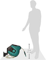 Rolă de furtun de perete Amazon Basics cu furtun, înfășurare automată, 15 m, verde bleumarin, negru