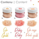 Scrapcooking - Set de 3 coloranți alimentari metalici - Colorant alimentar: auriu, auriu roz și rubin - Colorant alimentar comestibil pentru copt, prăjituri, fursecuri, torturi, ciocolată - 4019