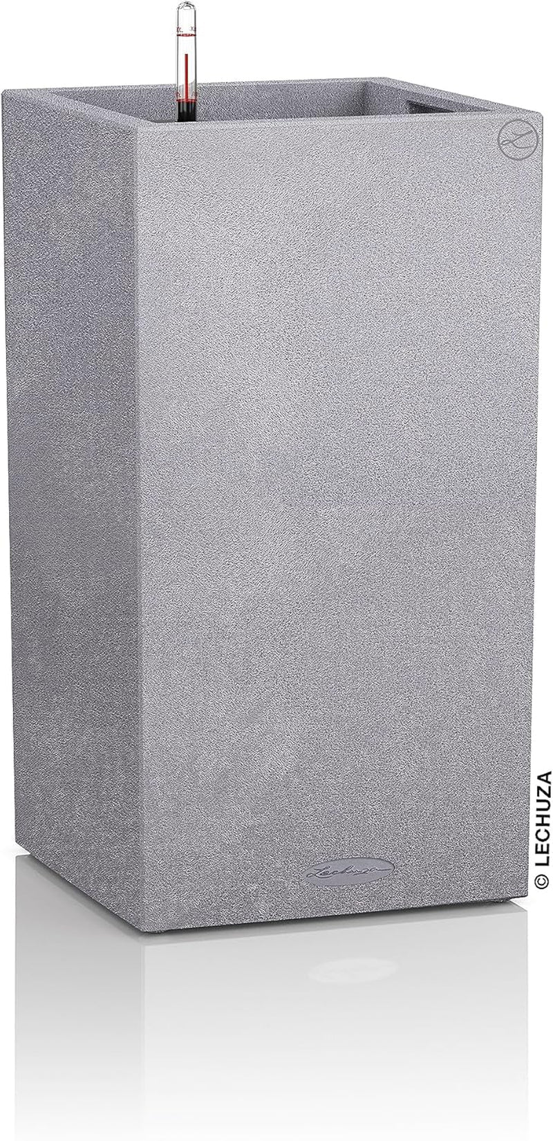 Lechuza CANTO Stone 30 înălțime, Negru grafit, Plastic de înaltă calitate, Include sistem de udare, Inserție de plantare detașabilă, Pentru uz interior și exterior, 13602, 30x30x56 cm