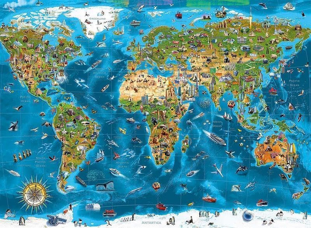 Educa - Minunea lumii, puzzle jigsaw 12000 piese adulți și copii de la 14 ani, harta lumii (19057) Puzzle Naty Shop