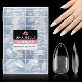 Tipuri de unghii balerină pentru unghii cu gel, 216 bucăți, 12 mărimi, tipuri de unghii cu gel moale, acoperire completă, set pentru extensii de unghii, semi-mate, DIY, artă acasă