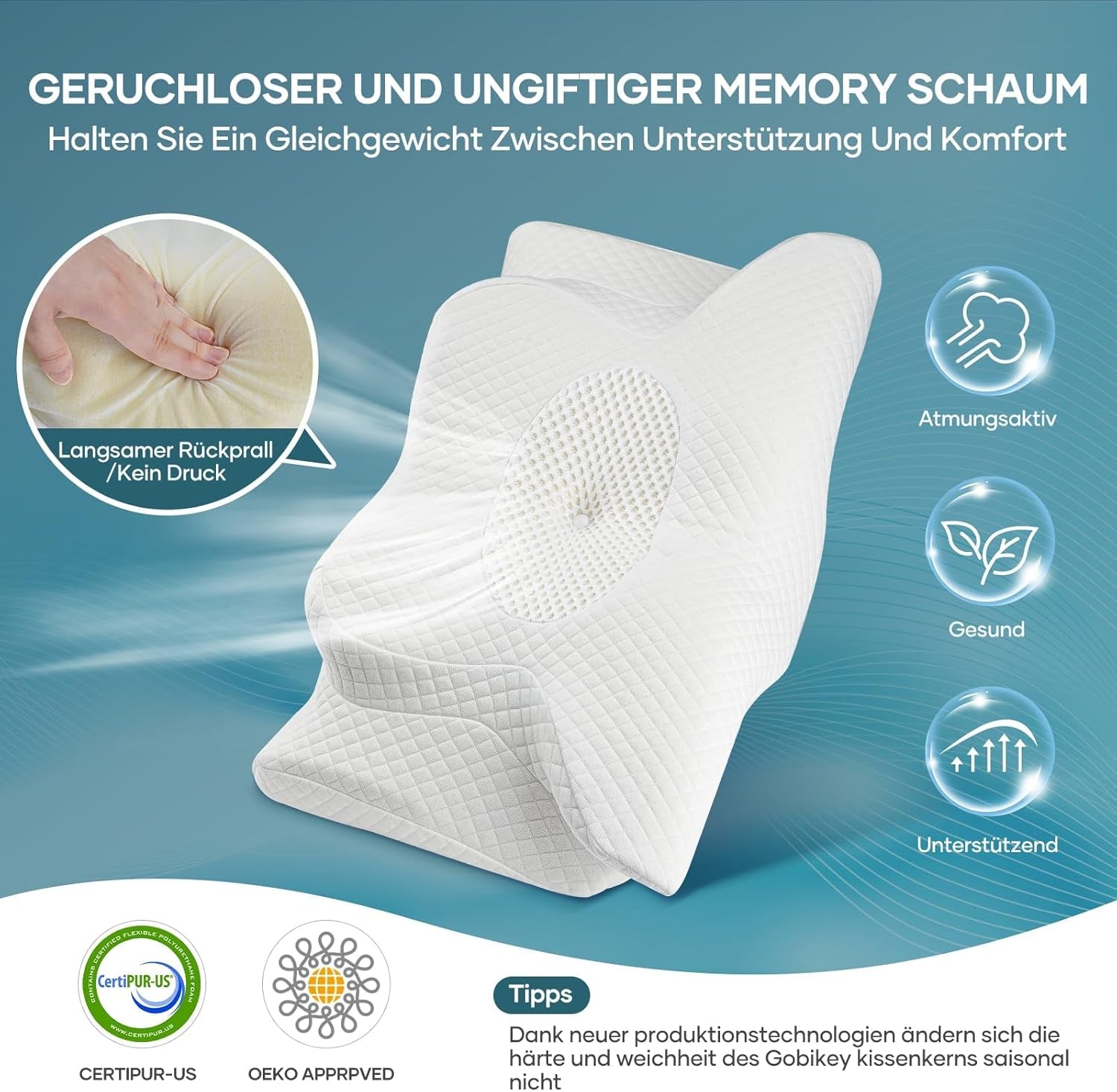 Pernă pentru gât Pernă pentru cap Pernă ortopedică Pernă din spumă de memorie Pernă ergonomică pentru cap Pernă pentru susținerea gâtului Pernă anti-impact lateral Pentru cei care dorm lateral, pe spate și abdominal Alb Perne ortopedice cervicale Naty Shop