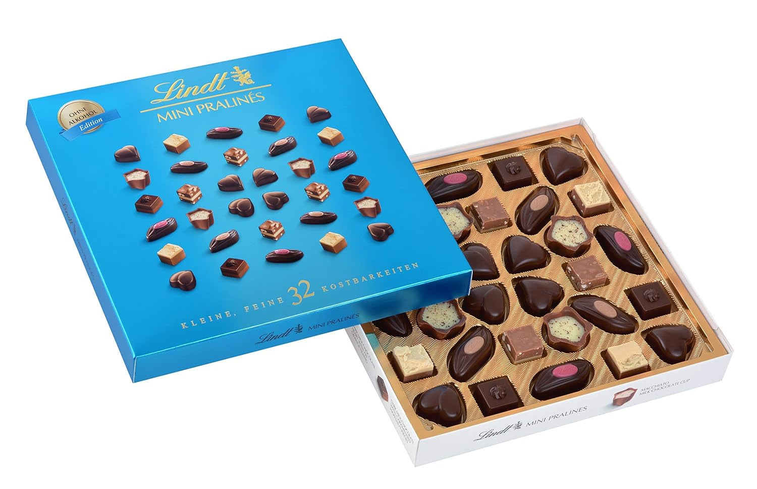 Lindt Ciocolată - Mini Praline | 2 x 155 g | Cutii a câte 32 de praline, fiecare în 5 sortimente delicioase, fără alcool | Cadou de ciocolată | Cadou de ciocolată