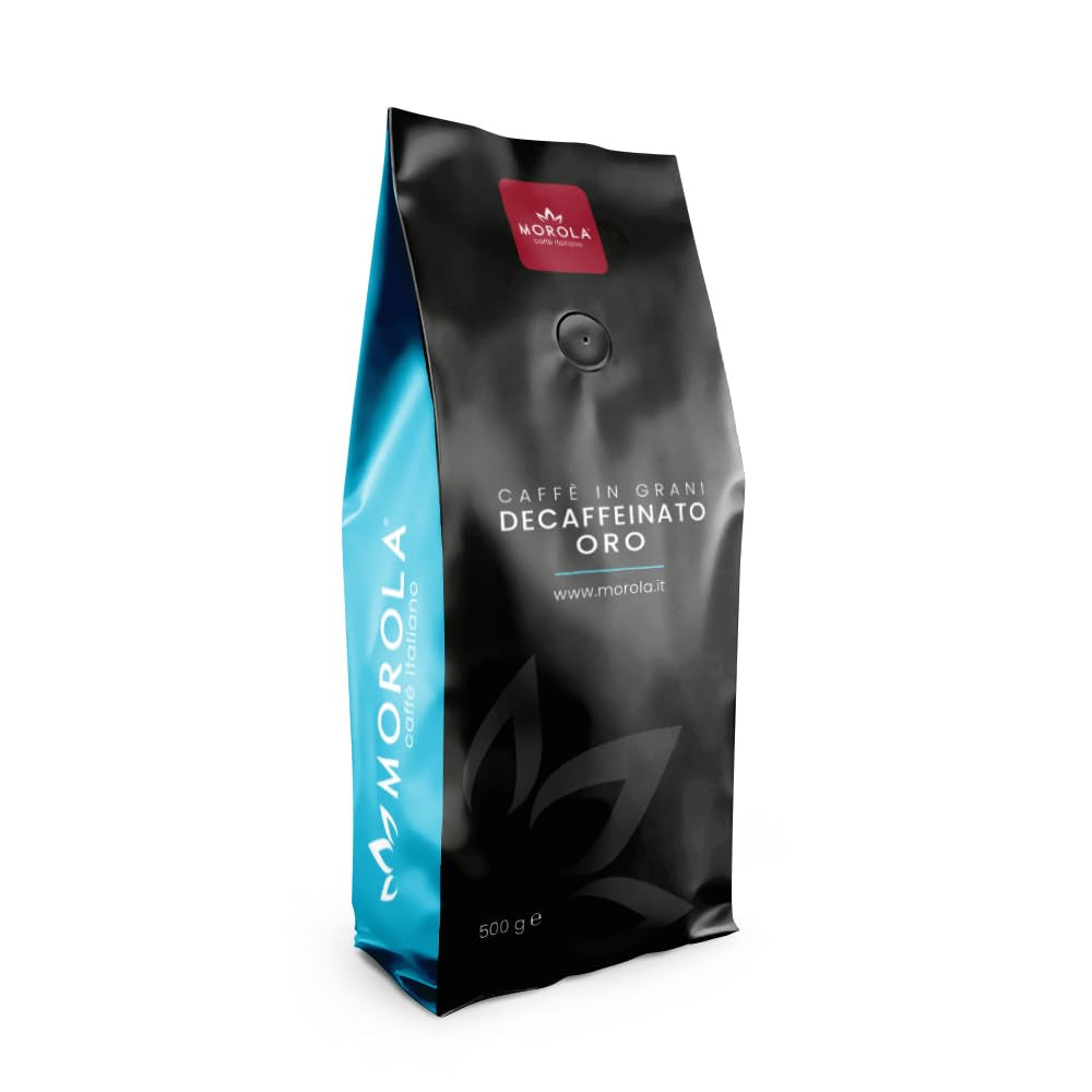 Boabe de cafea decofeinizate Morola, amestec decofeinizat auriu în granule, aromă bogată și cremă excepțională, boabe de cafea, proaspăt măcinate, boabe Deca (500 g)