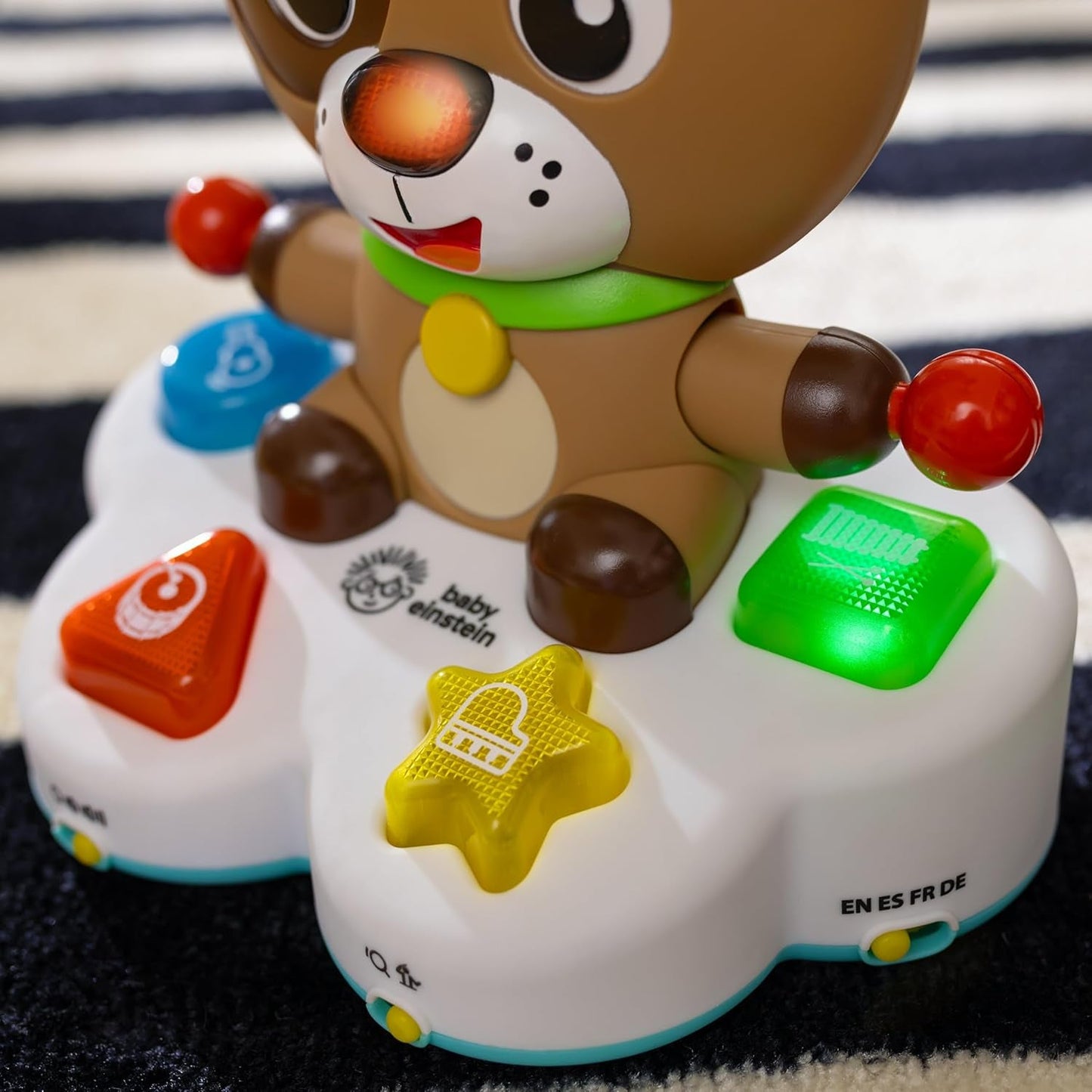 Baby Einstein, Jucărie de învățare muzicală Drum & Learn Dean - Jucărie multisenzorială pentru copii, 2 moduri de joc, culori, forme și instrumente, 50+ sunete, de la 6 luni Jucarii Bebe Naty Shop