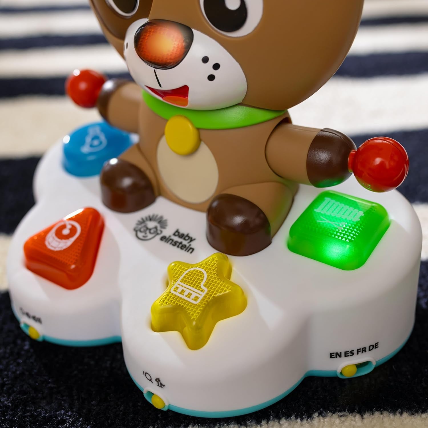 Baby Einstein, Jucărie de învățare muzicală Drum & Learn Dean - Jucărie multisenzorială pentru copii, 2 moduri de joc, culori, forme și instrumente, 50+ sunete, de la 6 luni Jucarii Bebe Naty Shop