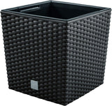 Ghiveci pătrat Prosperplast cu aspect de ratan, seria Rato, antracit, volum 64 L, negru, 39 x 39 x 40,5 cm, DRTS400L-S433