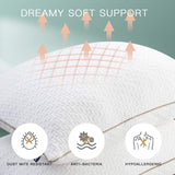 Pernă Bedstory, Pernă de dormit, 2 bucăți, Hipoalergenică, Pernă anti-praf, În jos, Calitate alternativă, Pernă de pat pentru cei care dorm pe spate, stomac și lateral, Dimensiune standard, Lavabilă, 42 X 70 Cm Perne standard Naty Shop
