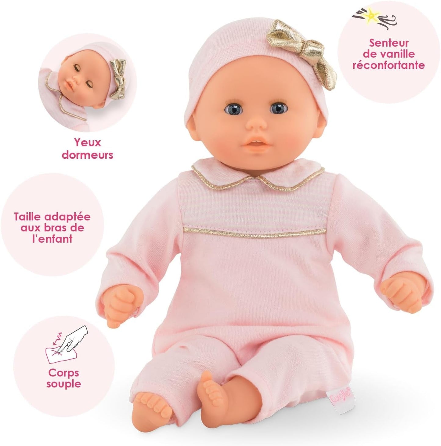 Corolle 9000100270 - Mon Premier Poupon Calin Manon, păpușă franceză cu talisman și parfum de vanilie