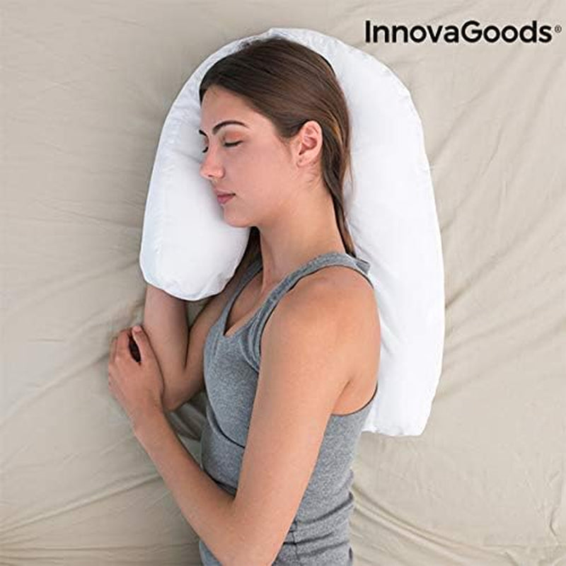 Innovagoods - Pernă ergonomică în formă de U pentru somn lateral, Ideală pentru sarcină, Promovează respirația liniștită, Reduce sforăitul, Bumbac și poliester, Alb, 39 X 57 X 14 Cm Perne ortopedice cervicale Naty Shop