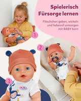 BABY Born Emma în stil junglă - Păpușă de 43 cm înălțime - 10 funcții Inclusiv accesorii și rochiță în culori unisex - Funcționează fără baterii - Potrivit pentru copii cu vârsta de 3 ani și peste Papusi Naty Shop