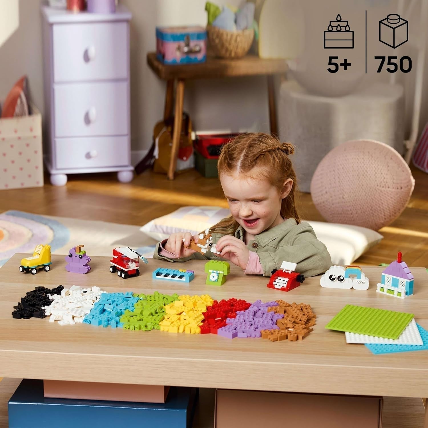 Set creativ LEGO Classic pentru construcție și joacă - set cu cărămizi colorate - construiește o casă, un câine, o mașină amuzantă, o claviatură de pian și un curcubeu - set de artizanat pentru băieți și fete de la 5 ani Seturi de constructie Besuche den LEGO-Store