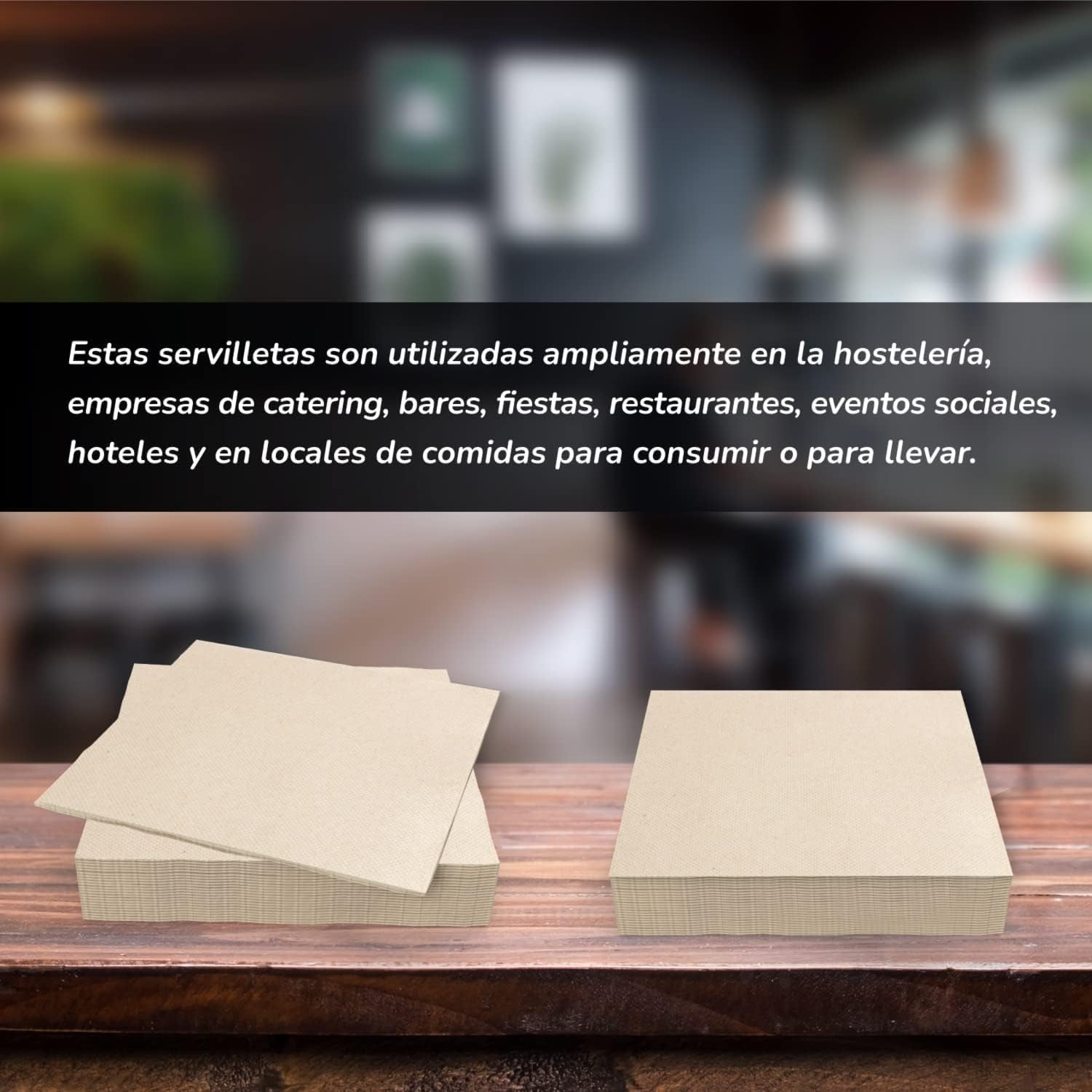 Pachet de 300 de șervețele de hârtie pentru cocktail, 100% reciclabile și biodegradabile, suport pentru șervețele de masă din oțel inoxidabil, șervețele ecologice, 10 X 10 cm, pliate.