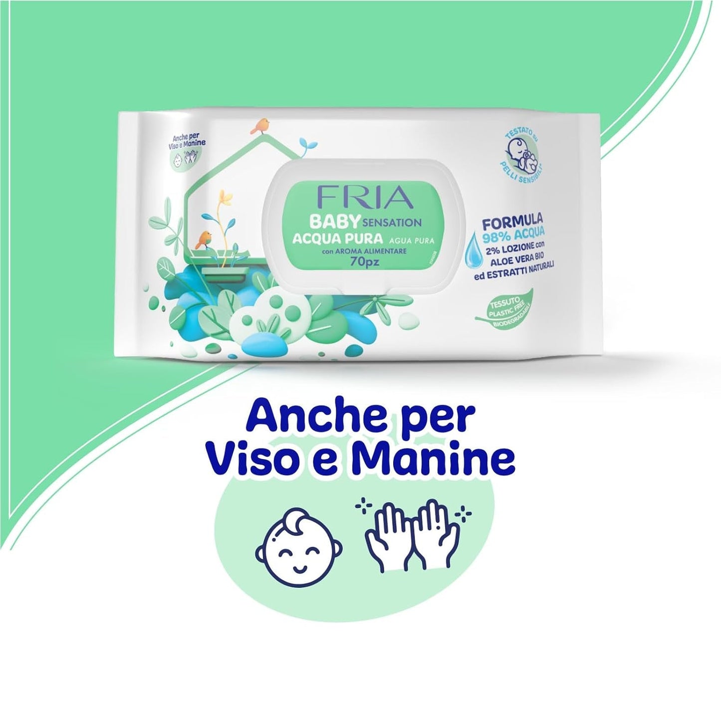 Șervețele umede Baby Sensation Pure Water, formulă cu 98% apă purificată pentru curățarea pielii, testate dermatologic, pachet economic cu 840 de șervețele