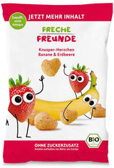 Chipsuri de fructe organice „100% Căpșuni”, chipsuri de căpșuni liofilizate, pachet de 12 (12 x 12 g) și Crispy Hearts Banana & Căpșuni, gustare organică pentru copii și bebeluși, (9 x 30 g) 270 g
