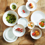 Set complet de veselă albă pentru 6 persoane, 24 de piese, 6 farfurii de cină, 6 farfurii de sumă, 6 farfurii de desert și 6 cești, multicolor, 24 de piese