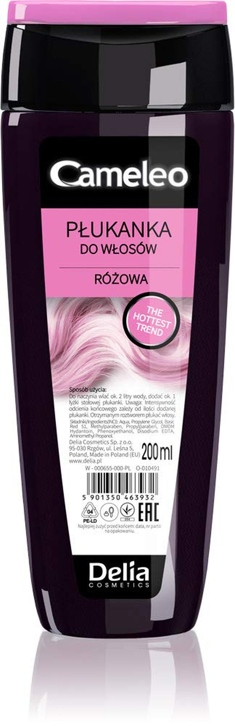 Cameleo - Tonic pentru păr roz cu apă de trandafiri, fără nuanță galbenă, culoare semipermanentă pentru păr - pentru păr blond și gri - culoare și îngrijire - fără parabeni | 200 ml Vopsea pentru par Naty Shop Roz 200 Ml (1 pachet)