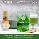 Pudră Matcha organică pentru ceai și Matcha Latte - Calitate ceremonială premium din Japonia - Ceai verde Kissui original - 30 g