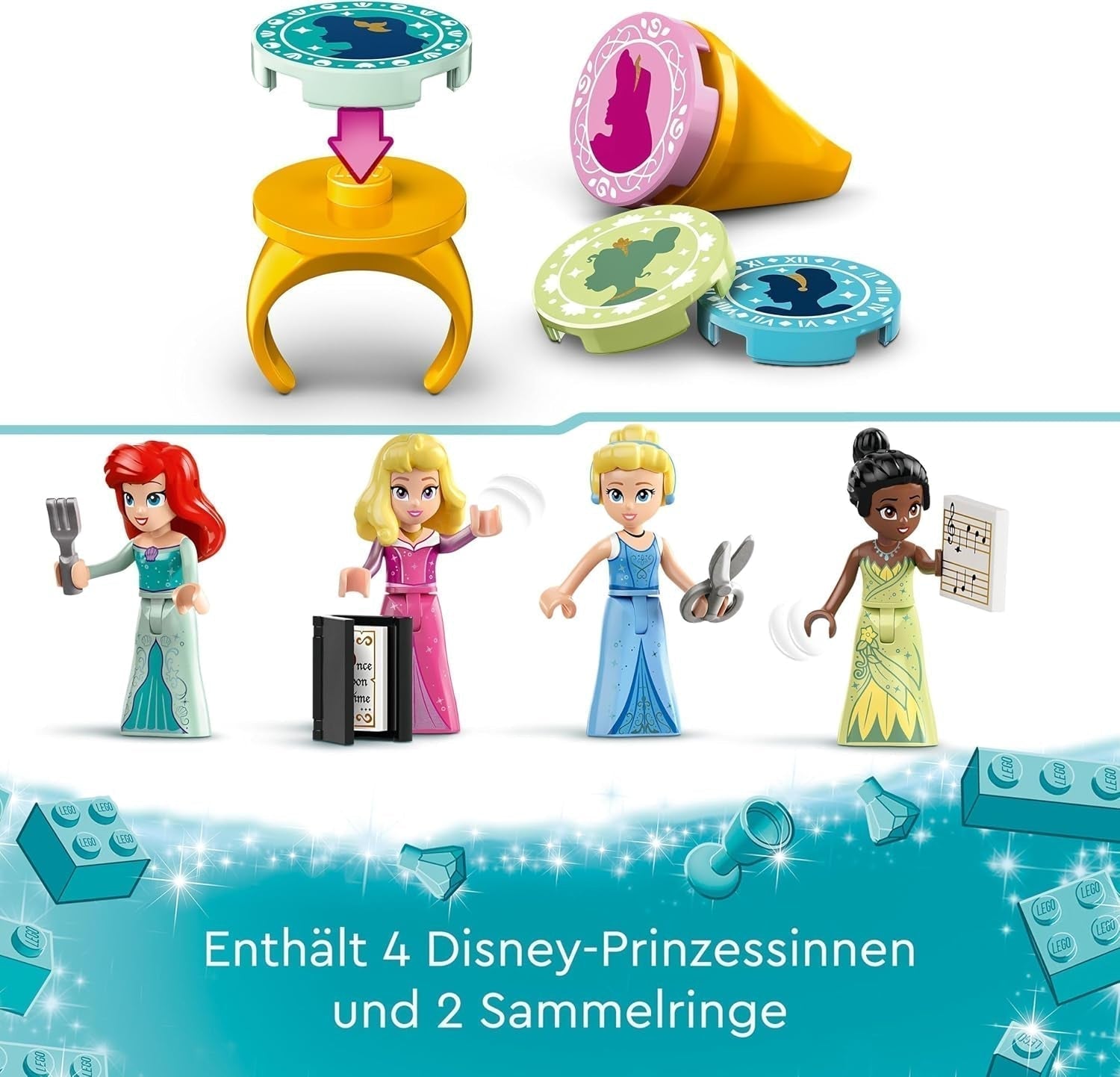 LEGO Disney Princess: Disney Princess Adventure Market, casă de jucărie cu 4 păpuși, inclusiv Cenușăreasa și Ariel, Playset cu harta comorii, cadou pentru fete și băieți de la 6 ani 43246 Seturi de constructie Besuche den LEGO-Store
