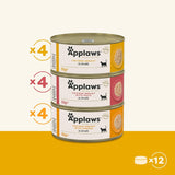 Applaws Hrană umedă premium 100% naturală pentru pisici, pachet multiplu cu pui în bulion - Pachet de 12 conserve x 156 g