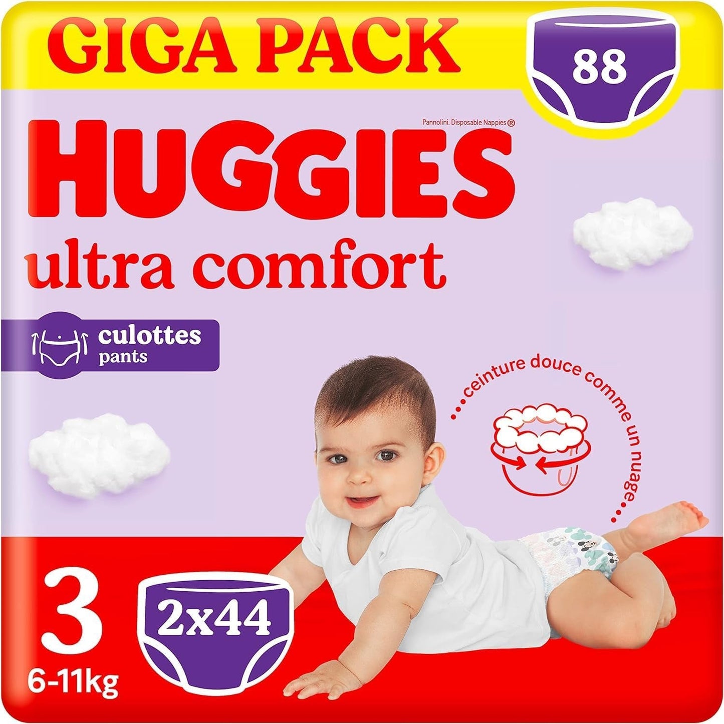 Huggies Ultra Comfort, Scutece-chiloți, Mărimea 5 (12–17 kg), Pachet de 68 de scutece-chiloți