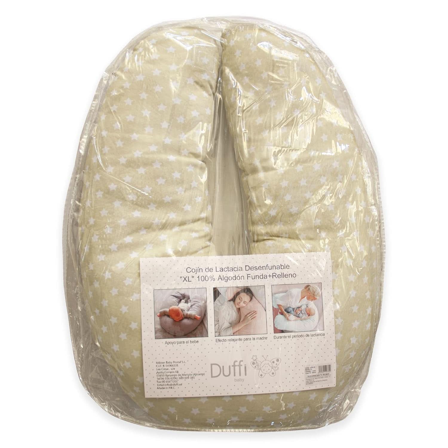 Pernă de alăptare pentru nou-născuți, XL, Husă din bumbac 100%, detașabilă și lavabilă, Umplutură din poliester, Motiv stele Accesorii Hrana si Alaptare Bebe Naty Shop