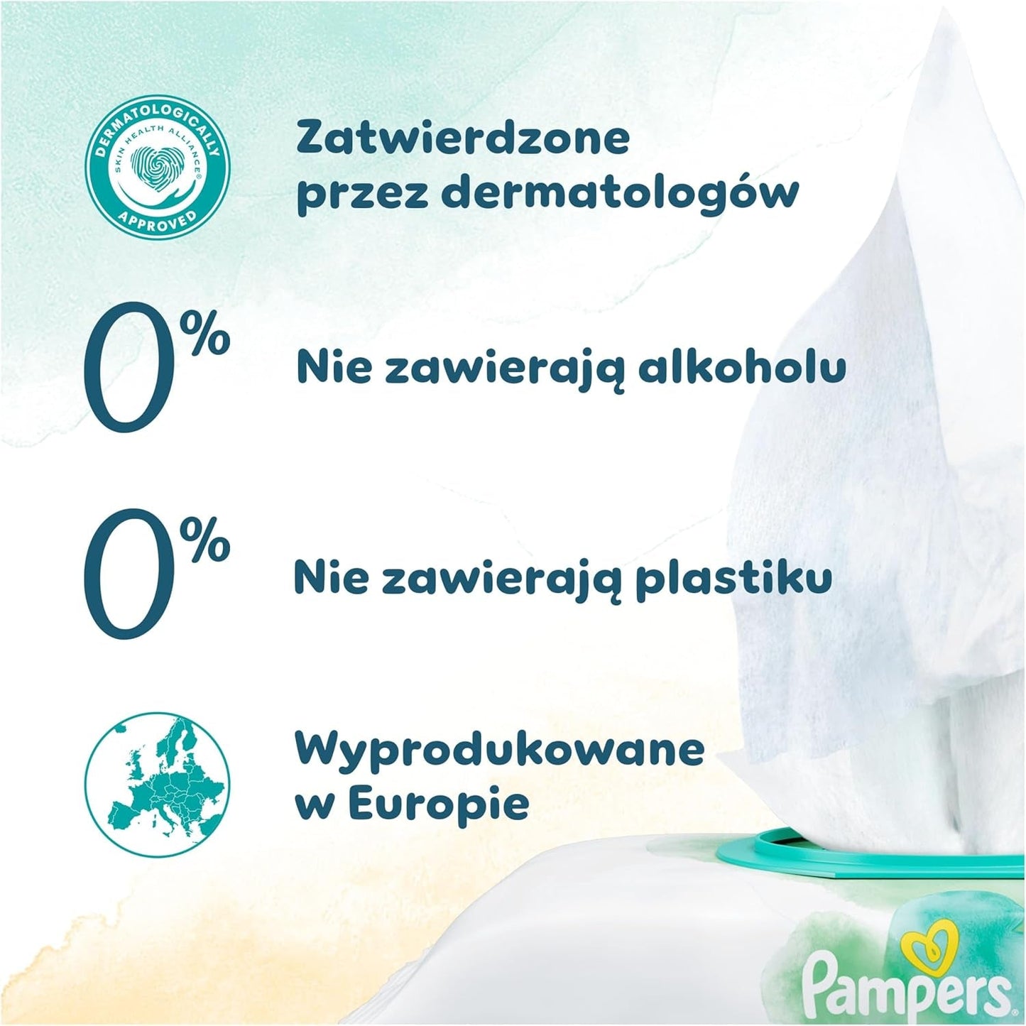 Șervețele umede Pampers Harmony Protect & Care, 18 pachete a câte 44 de șervețele fiecare = 792 de șervețele care ajută la restabilirea echilibrului natural al pH-ului pielii