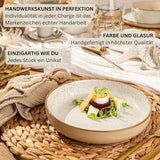 SÄNGER Rio Creme | Set de veselă din gresie pentru 6 persoane, format din 18 piese, inclusiv 6 farfurii de cină, 6 farfurii de desert și 6 boluri | COLECȚIA VALUE