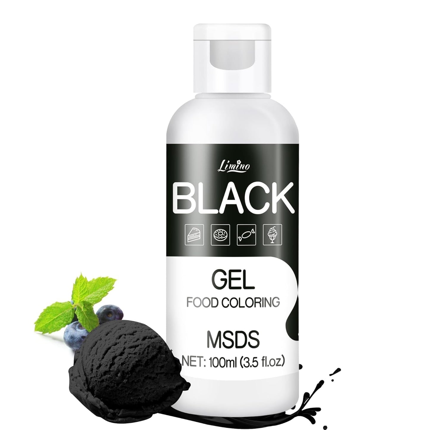 Colorant alimentar în gel - 100 ml, coloranți alimentari în gel pentru prăjituri, copt, fursecuri, macaroane - Colorant alimentar concentrat fără zahăr pentru decorarea torturilor, băuturi, ouă de Paște, slime DIY (alb)