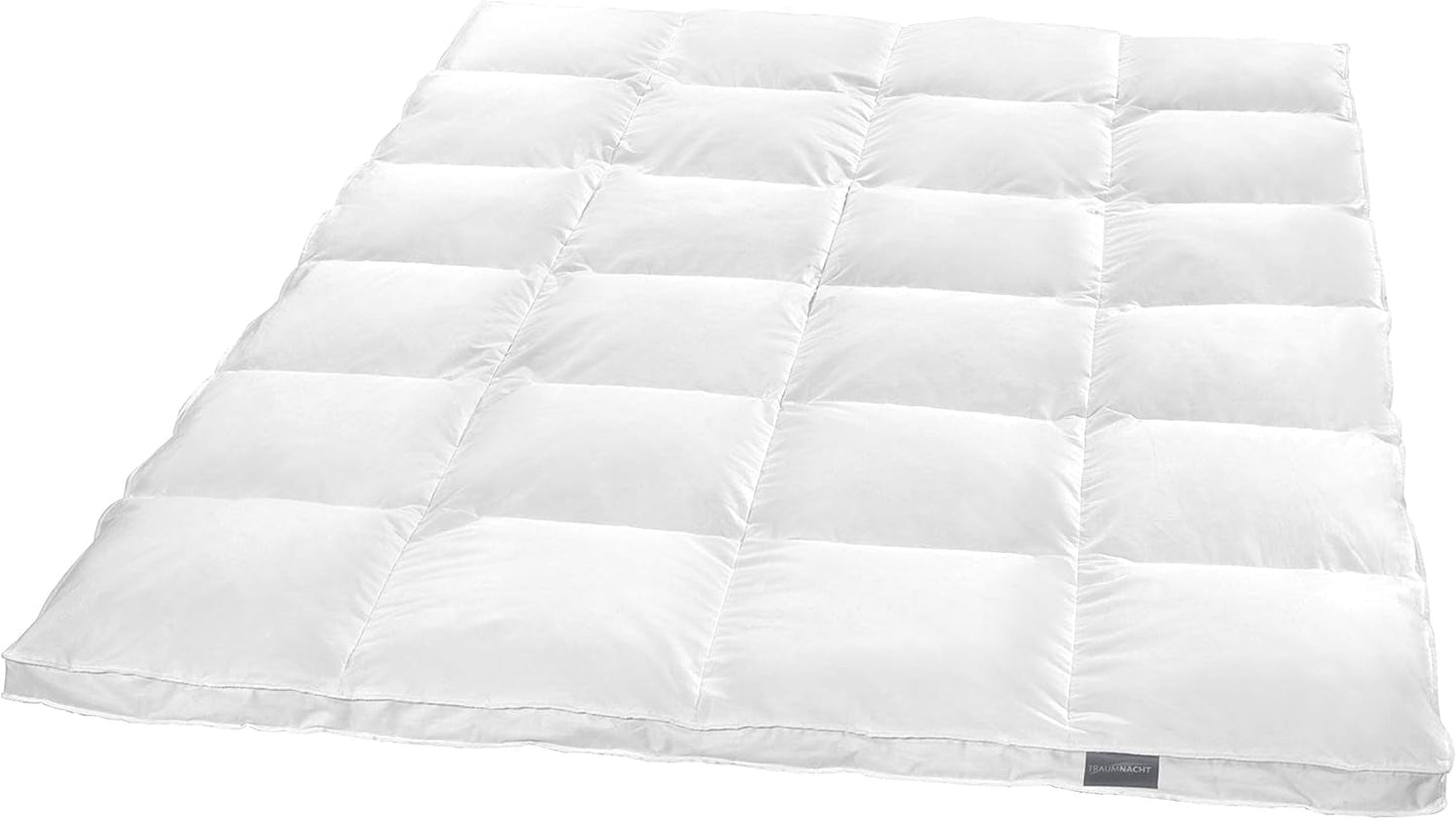 Traumnacht Basic Plapumă ușoară din puf cu puf alb nou (60%) și pene (40%), DIN EN 12934, 135 X 200 Cm, Down Pass și certificat Oeko-Tex, produs în conformitate cu standardul de calitate german Plapumi si pilote Naty Shop 60 la sută puf / 40 la sută pene Pătură de iarnă foarte caldă 155 X 220