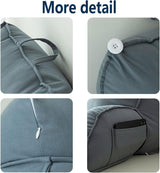 Pernă de citit cu cotiere, pernă de spate pentru canapea, pernă de cărți pentru pat, cu rolă detașabilă pentru gât, pernă de susținere a scaunului pentru relaxare, joacă, citit, vizionat la televizor