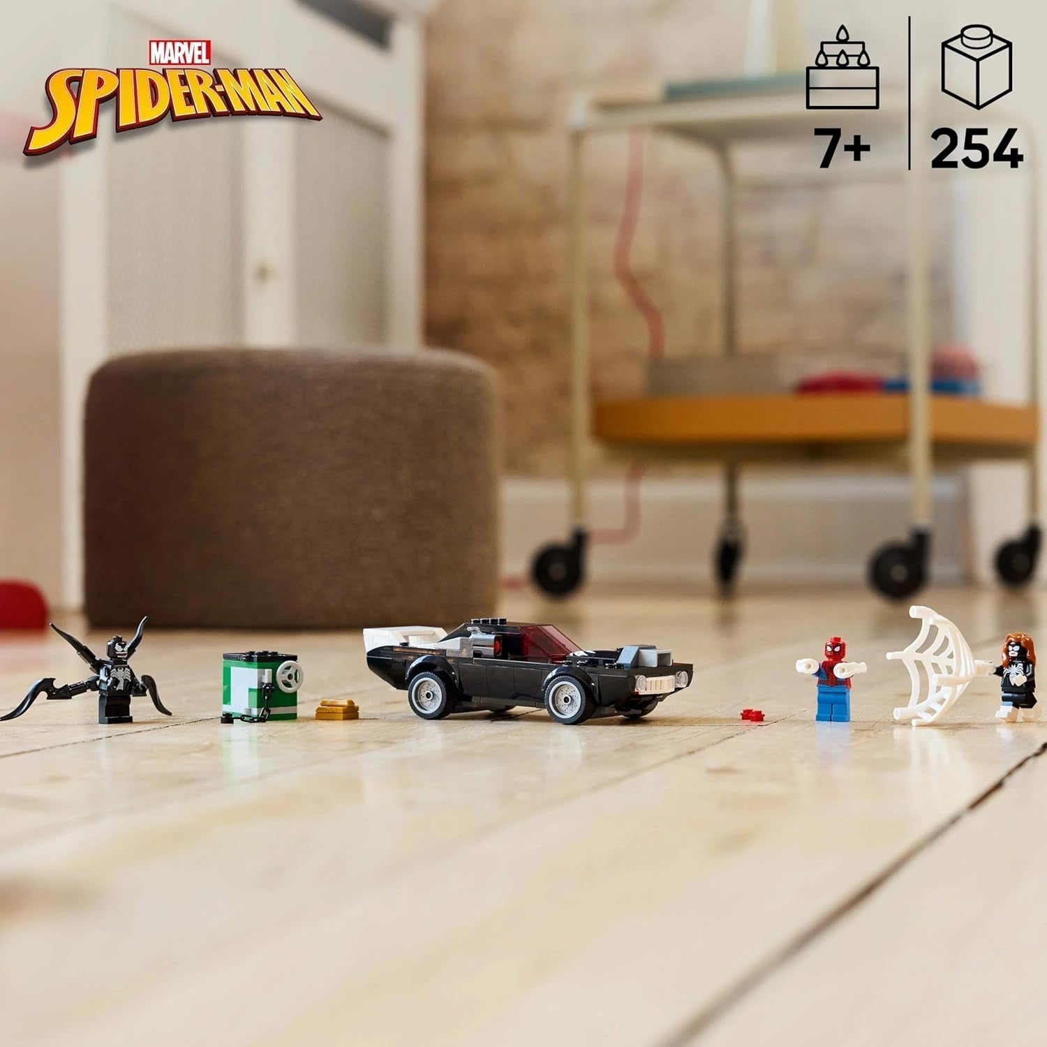 LEGO Marvel Spider-Man Mech Vs. Venom Muscle Car - Mașină de jucărie cu 3 minifigurine de supereroi - Model de mașină cu trăgători - Cadou pentru băieți și fete cu vârsta de 7+ 76309 Seturi de constructie Besuche den LEGO-Store