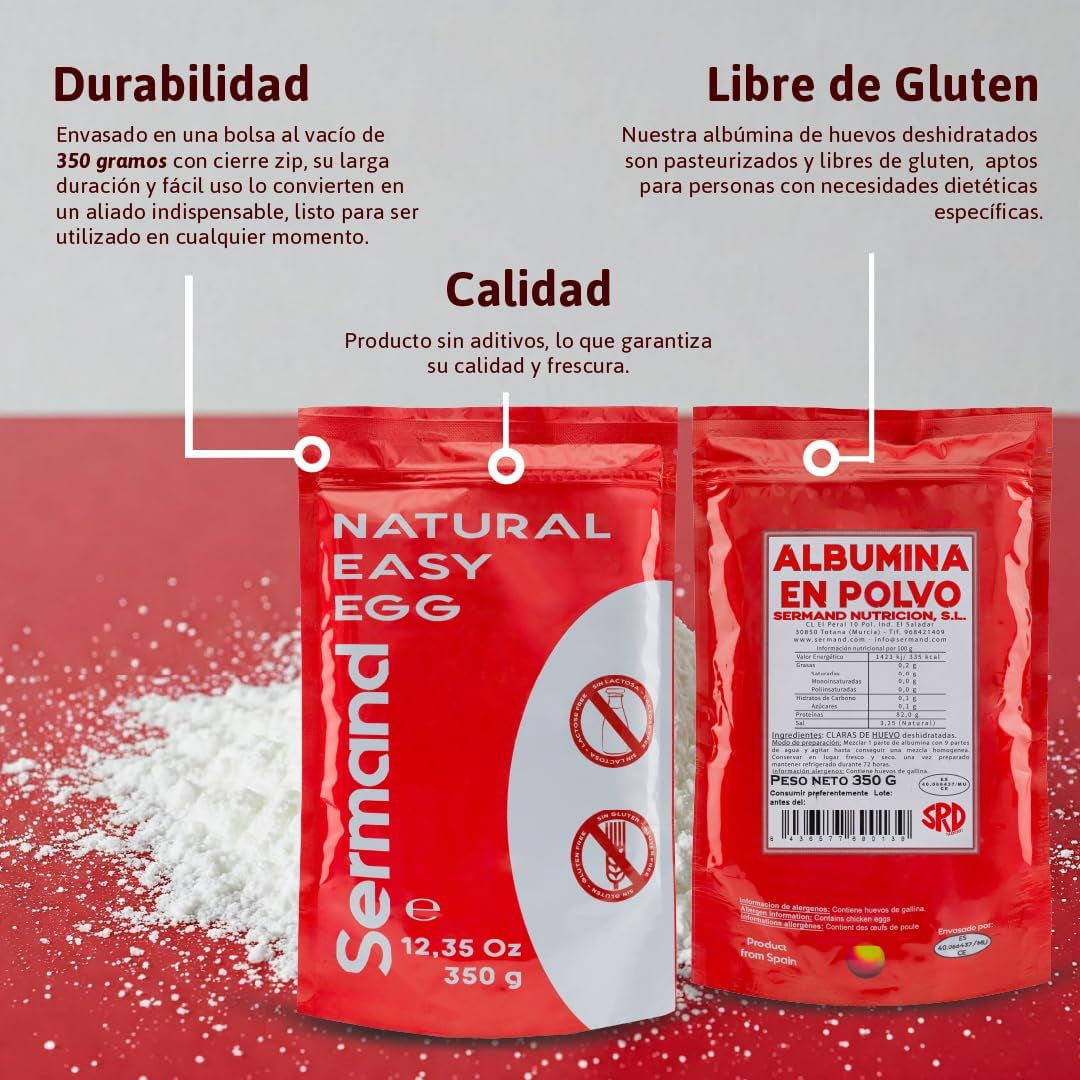 Eiklarpulver (350 g) | Getrocknetes Eiklar Pulver | Eialbumin für Backen & Kochen | Ohne Zusatzstoffe | Laktosefrei | Zip-Beutel Verpackung