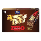 Napolitane cu ciocolată neagră Tirma 70% cacao | Fără zahăr adăugat | Potrivite pentru dietele keto | Conținut scăzut de carbohidrați | Pentru diabetici | Pachet multiplu de napolitane cu ciocolată | 3 bucăți | 64,5 g