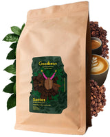 Santos | Boabe de cafea 2500g - 100% Arabica din Brazilia | pentru espresso, cappuccino sau cafea filtrată tare | Omni Roast | Cafea clasică - introducerea perfectă în cafeaua de specialitate