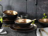 CreaTable, 23598, seria GLAMOUR - Gold, set de veselă cu 16 piese, serviciu combinat din gresie, potrivit pentru mașina de spălat vase și cuptorul cu microunde, producție de calitate