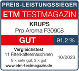 Krups F30908 ProAroma Espressor cu filtru și carafă de sticlă, capacitate 1,25 l, 10-15 cești, 1050 W, negru