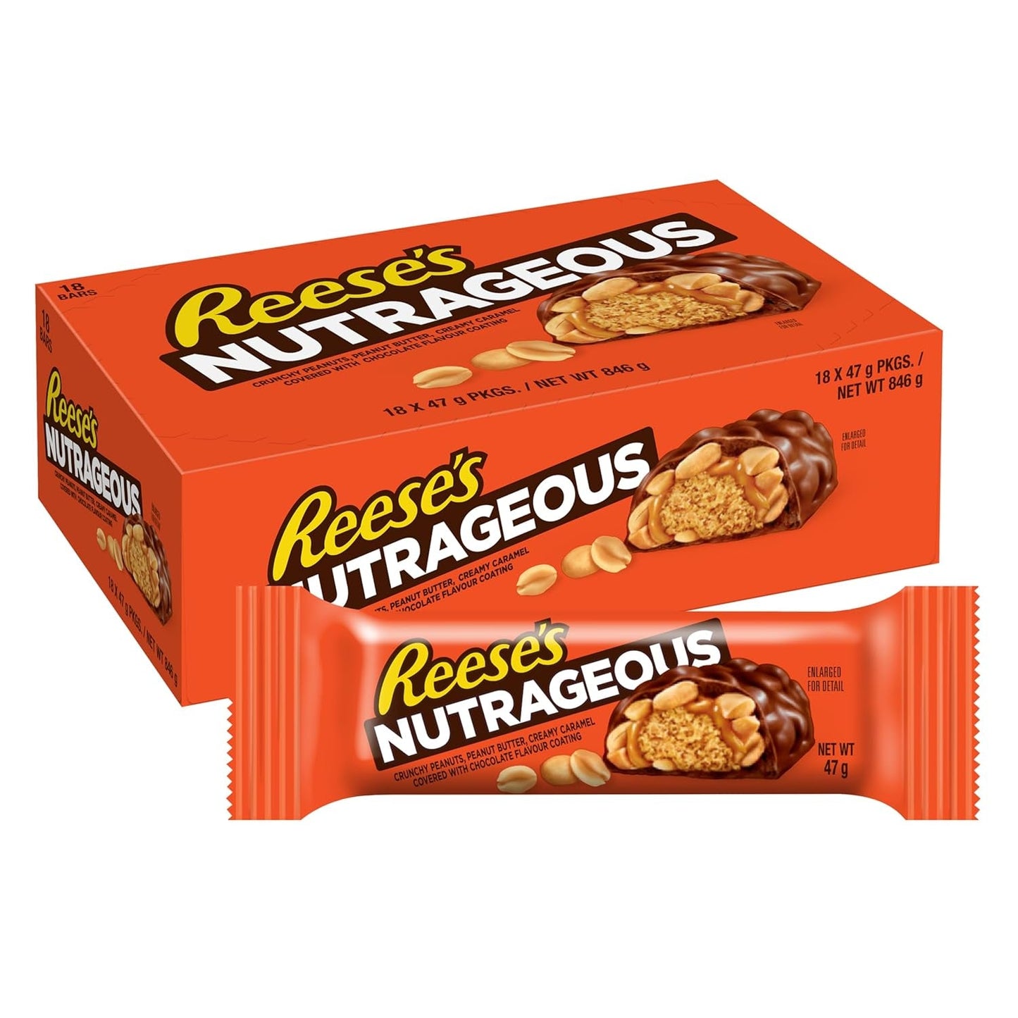 Unt de arahide Nutrageous - Batoane de ciocolată cu unt de arahide: 18 bucăți (18 x 47 g)