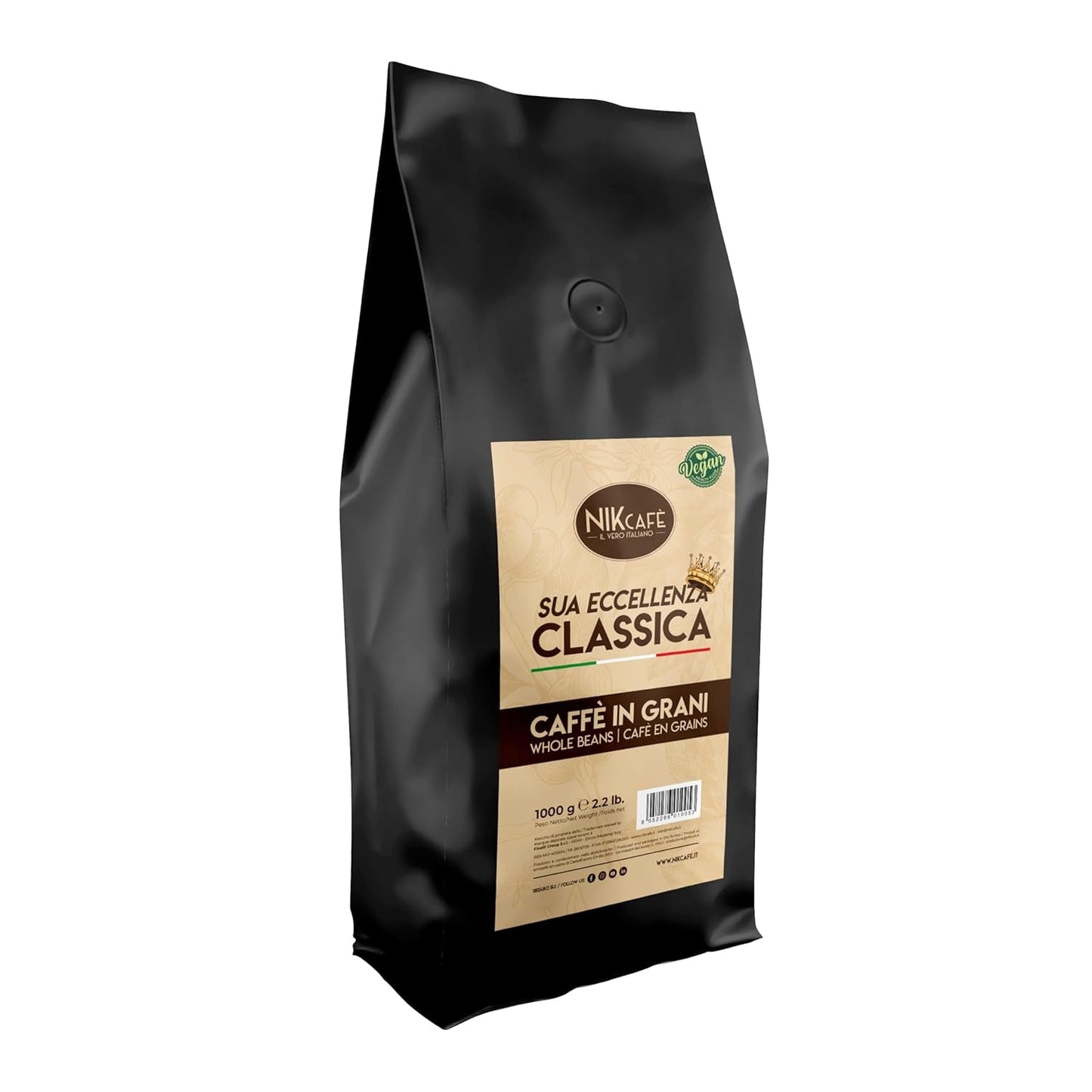 NIK CAFE’ – Amestec Classico – boabe de cafea prăjite. Excelența sa, cea robustă. 100% robustă
