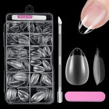 Unghii scurte cu acoperire completă, 120 de bucăți, 12 dimensiuni, vârfuri de unghii scurte pentru unghii cu gel, unghii artificiale pentru lipire, set de unghii cu pile de lipit, lustruitor de unghii, împingător de cuticule