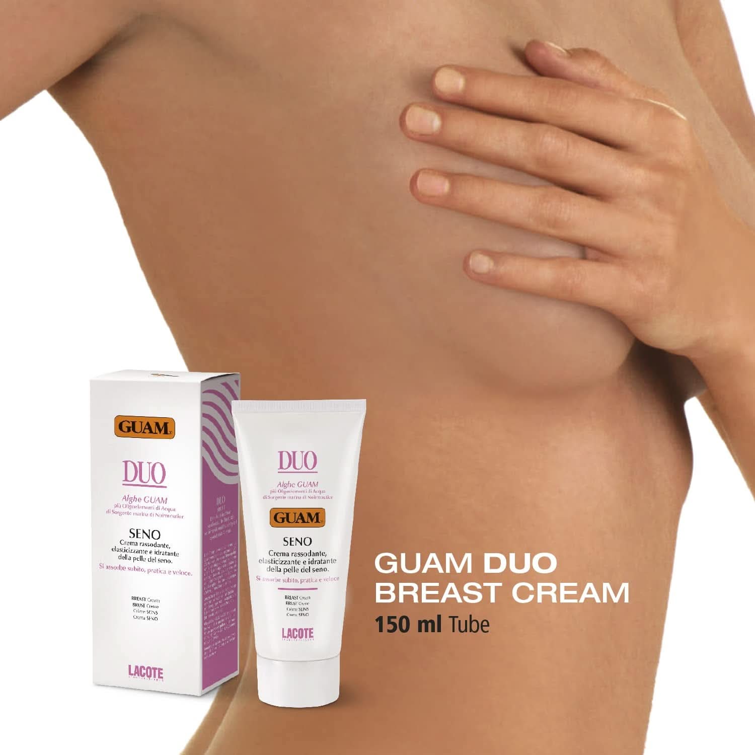 Guam, Duo Seno, Cremă de fermitate, elasticizare și hidratare pentru pielea sânilor, 150 ml Cosmetice si Infrumusetare Naty Shop