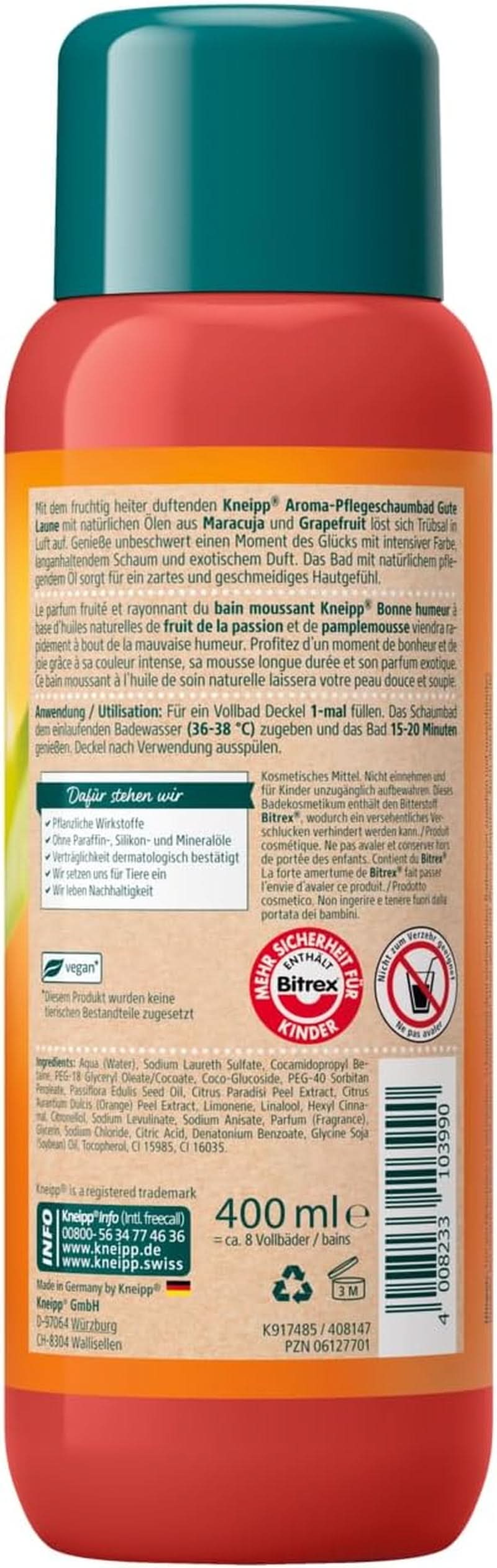 Kneipp Aroma, aditiv baie spumă aromatică Good Mood, 400 ml Duș și baie Naty Shop