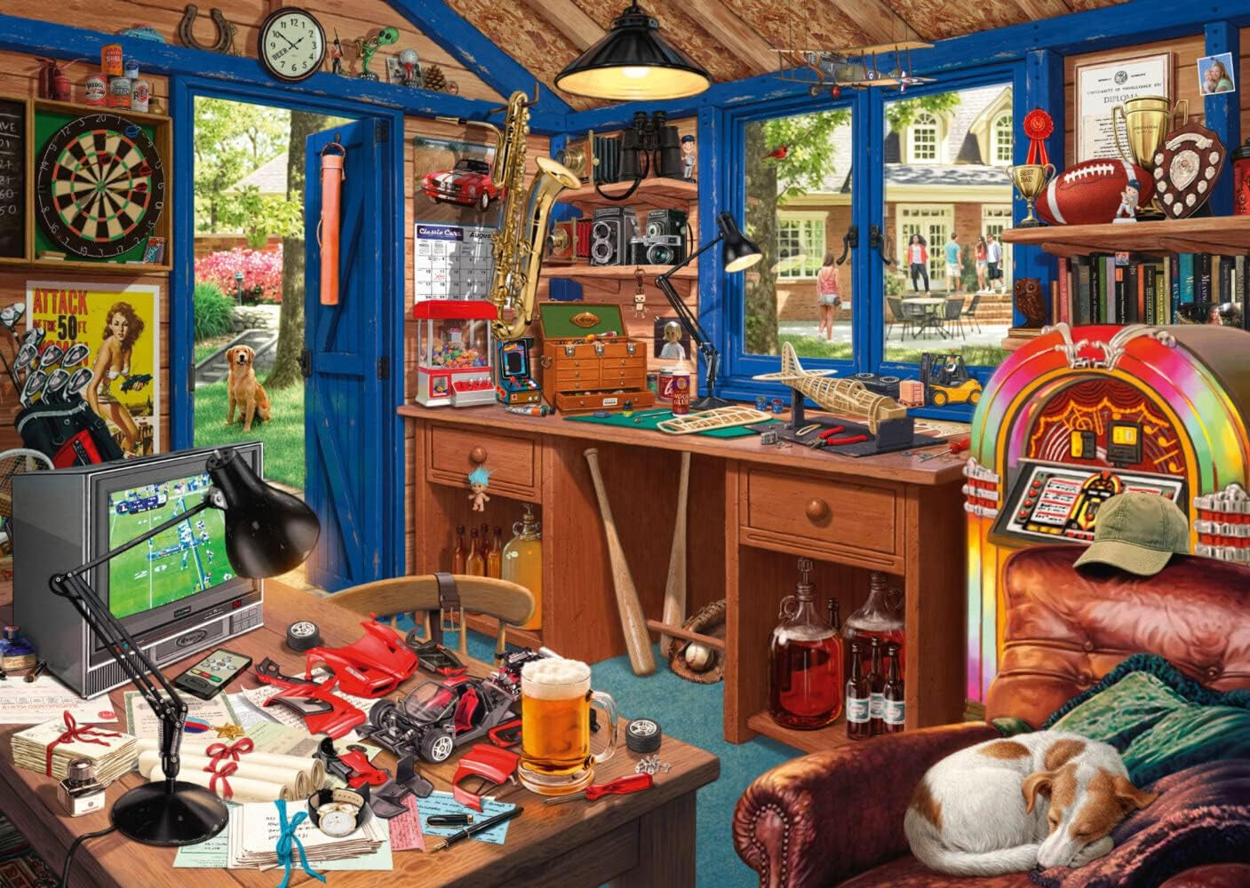 Schmidt Spiele 59977 Puzzle secret, Atelierul tatălui, puzzle jigsaw 1000 piese Puzzle Naty Shop