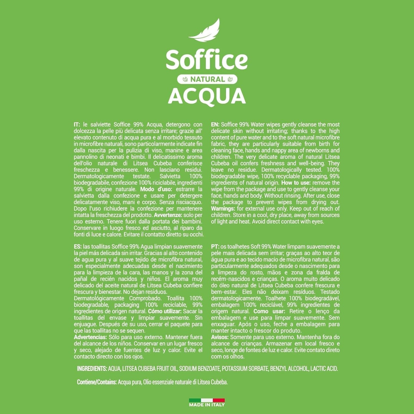 Șervețele umede demachiante naturale pentru bebeluși, 99% apă, formulă foarte delicată pentru igiena zilnică a copiilor și nou-născuților – 12 pachete a câte 64 de șervețele